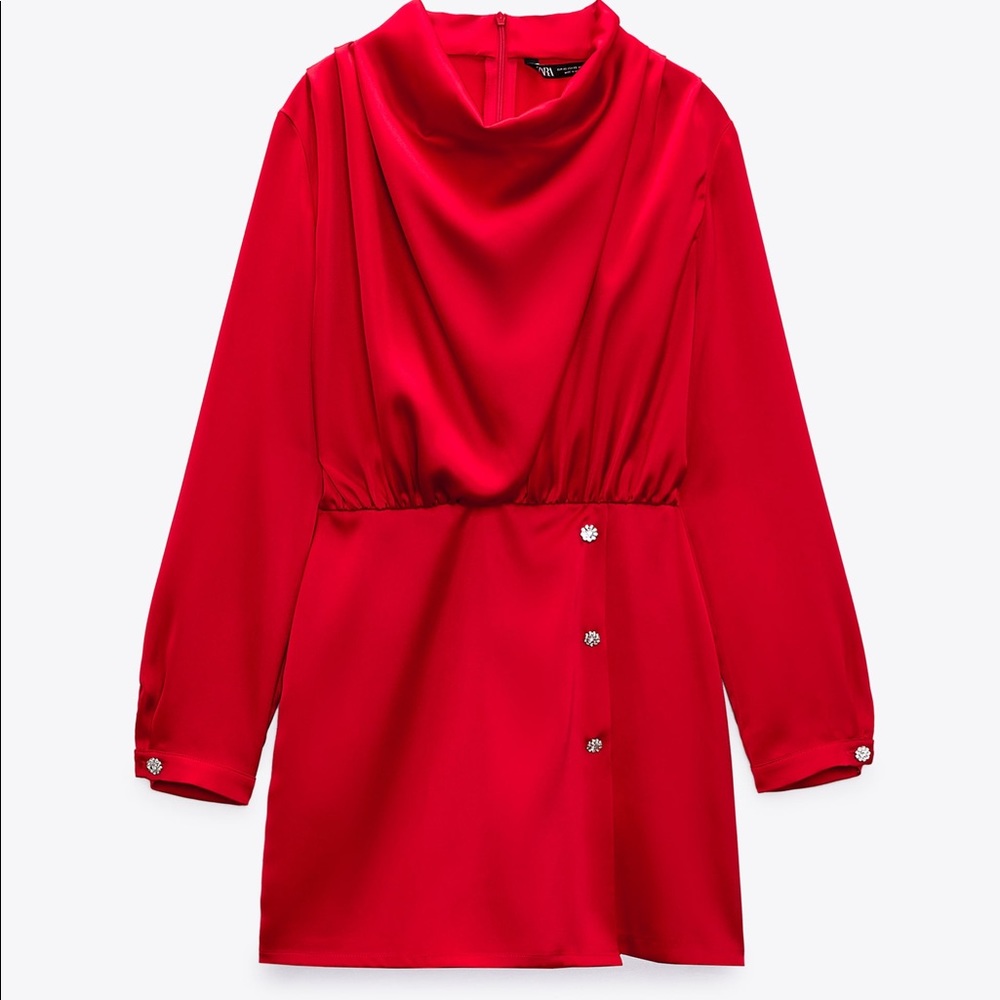 Zara Satin Red Jumpsuit